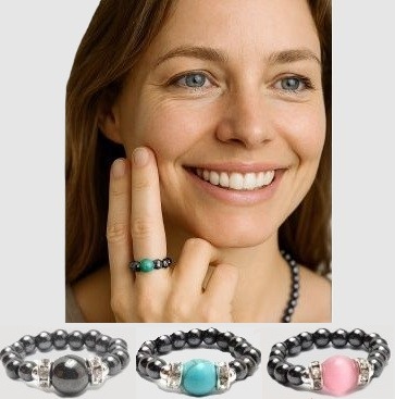 Women's First Hematite Magnetic Beaded Rings, Made in USA Hematite Magnetic Rings