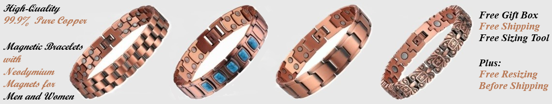 Magnetic Copper Bracelets with Free Sizing