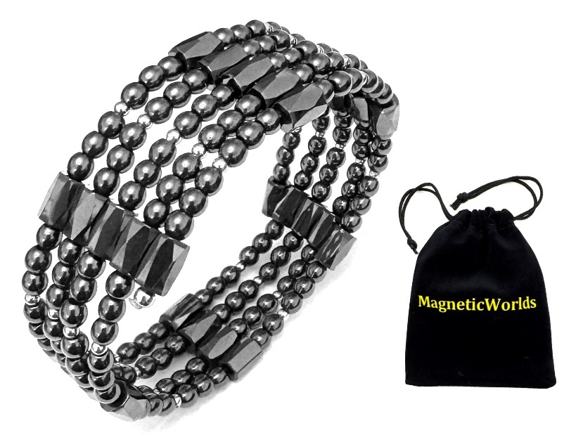 Black Hematite Magnetic Lariat Necklace Magnetic Beaded Wrap #MLN-101