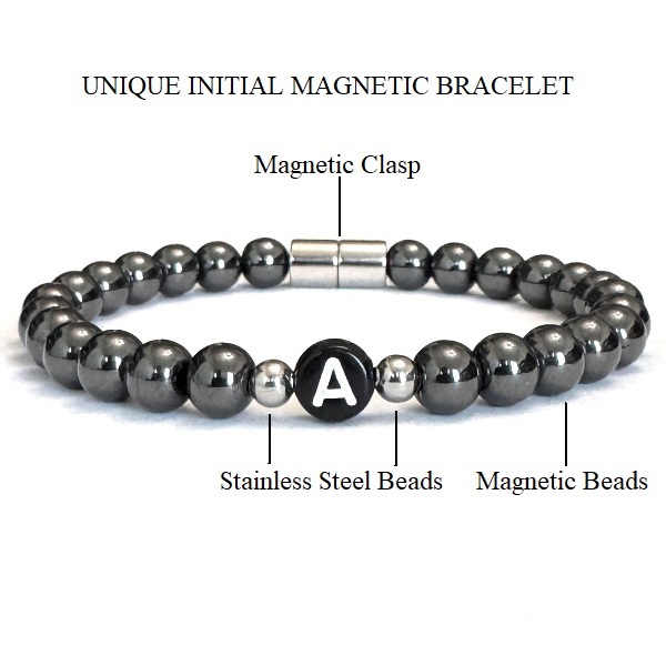 First Custom Made Magnetic Initial Personalized Bracelet Neodymium Bracelet #MHB-006