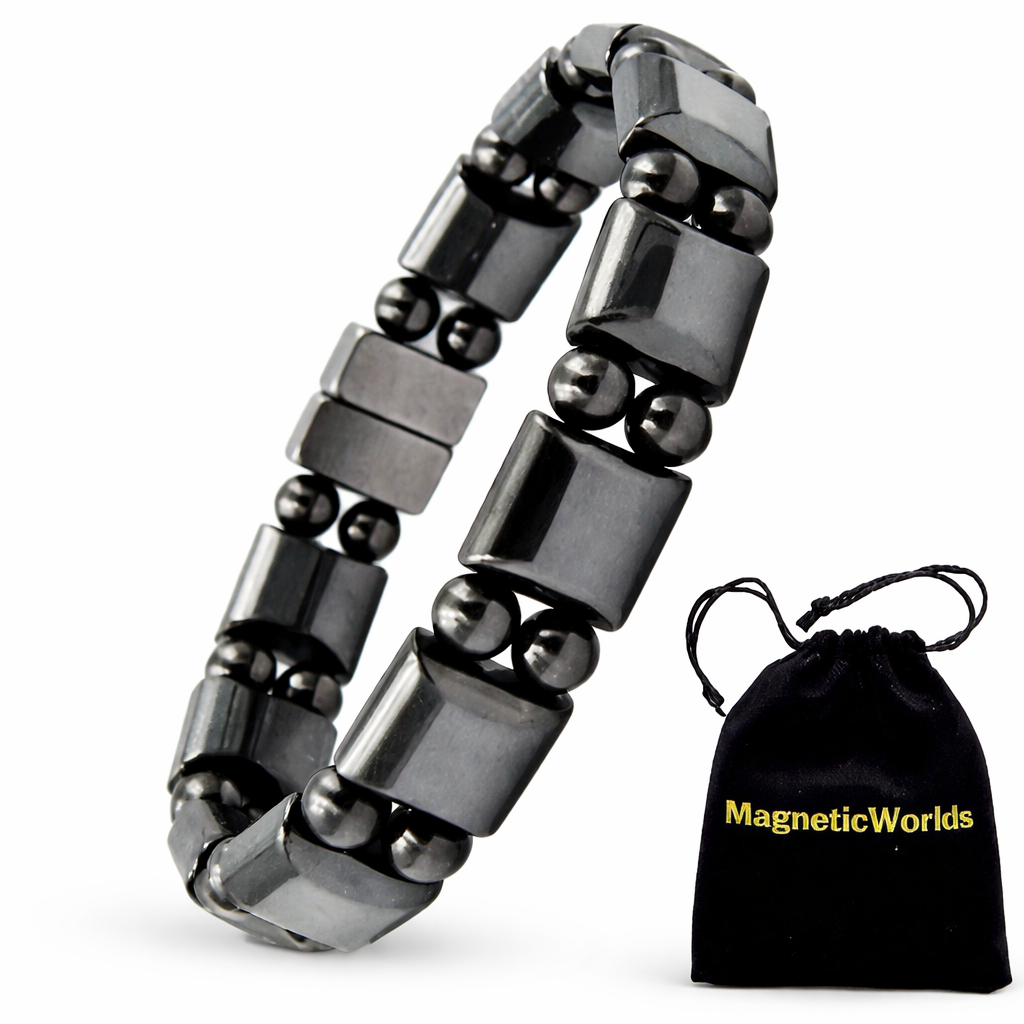 All Black Double Hematite Magnetic Bracelet for Men and Women #MHB200