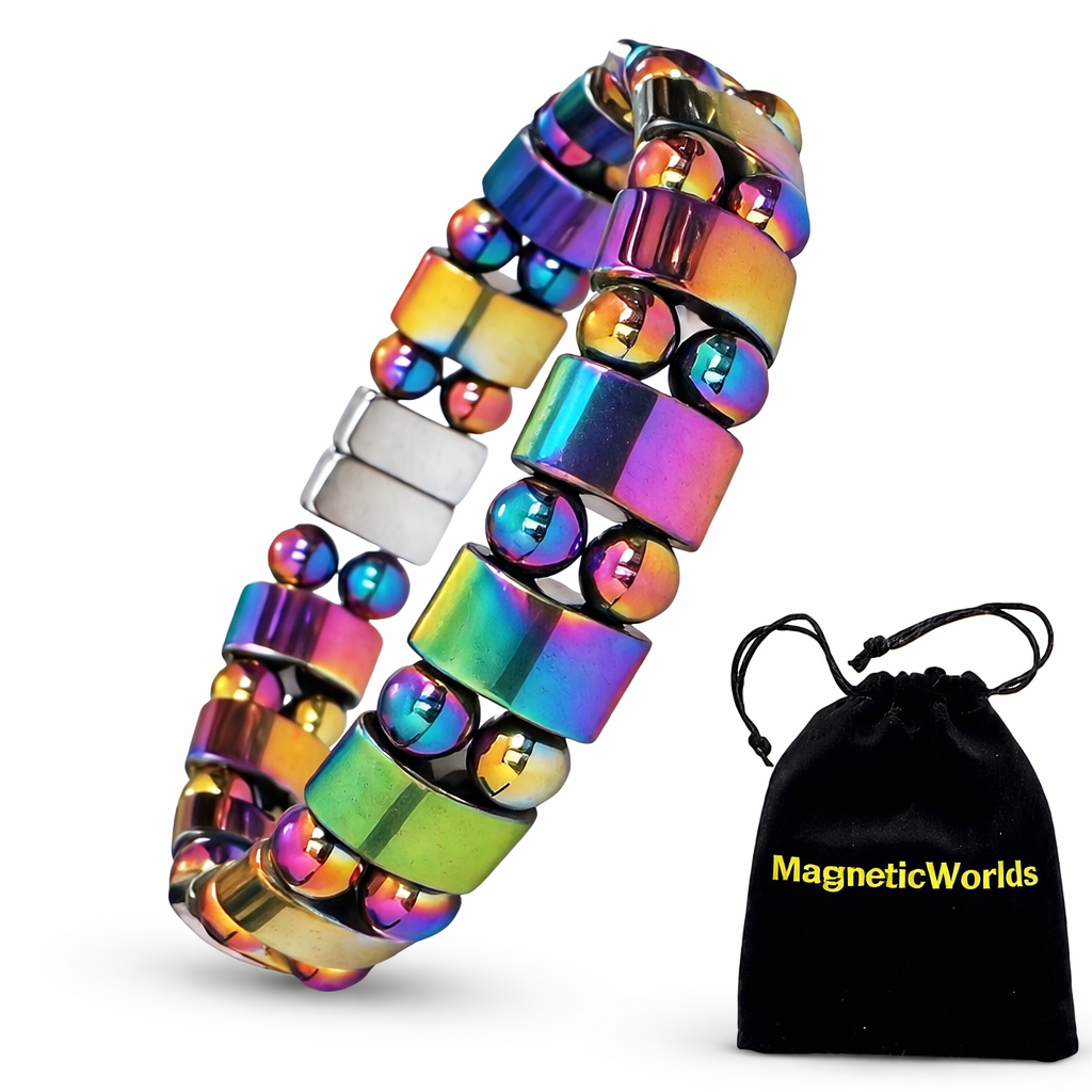 Double Line Iridescent Magnetic Bracelet, Hematite Bracelets for Women #MHB203