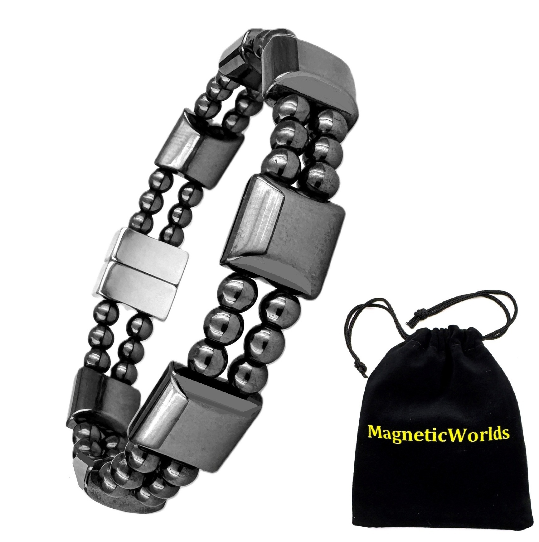 Two Line Hematite Magnetic Bracelet for Couple Men and Women #MHB206