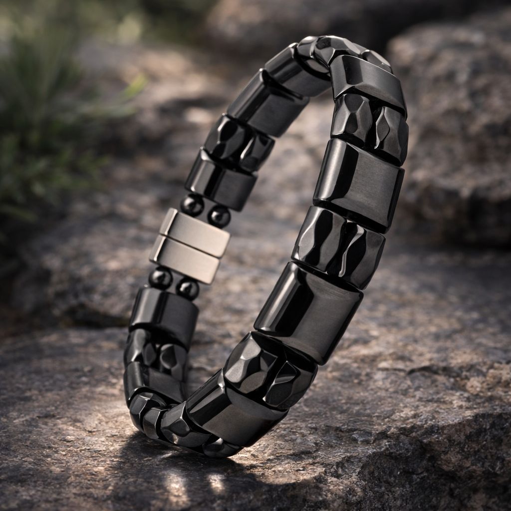 Double-Line Hematite Magnetic Bracelet - USA Made Beaded Design #MHB211