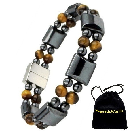 Tiger-Eye Double Line Hematite Magnetic Bracelet for Men and Women #MHB212