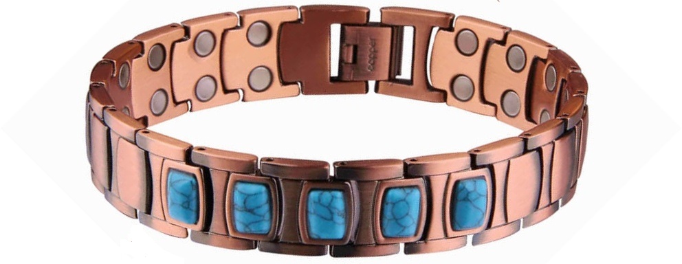 Turquoise Solid Copper Magnetic Bracelet Copper Bracelets #CMB012