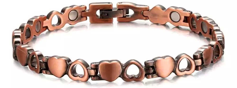 Litlle Upside Down Hearts Solid Copper Magnetic Bracelet #CMB015