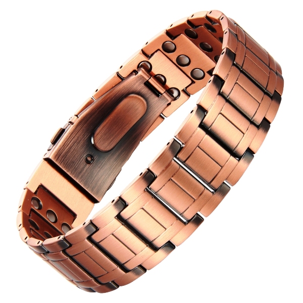 Wide Copper Magnetic Link Bracelet | Watch Band Style Closure #CMB042