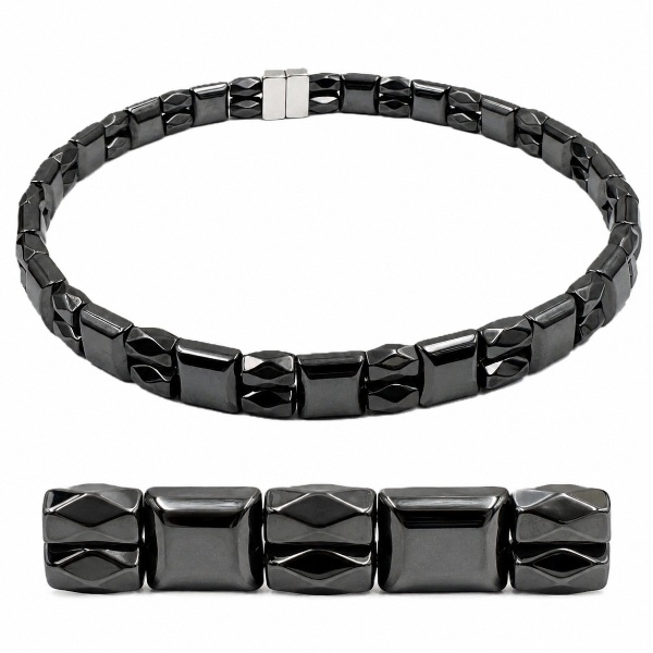 Double-Line Hematite Magnetic Necklace - USA Made Beaded Design #211
