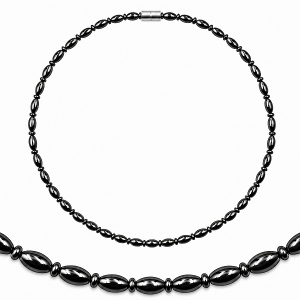 Little Oval, Rondelle Hematite Magnetic Necklace | Unisex Jewelry #426