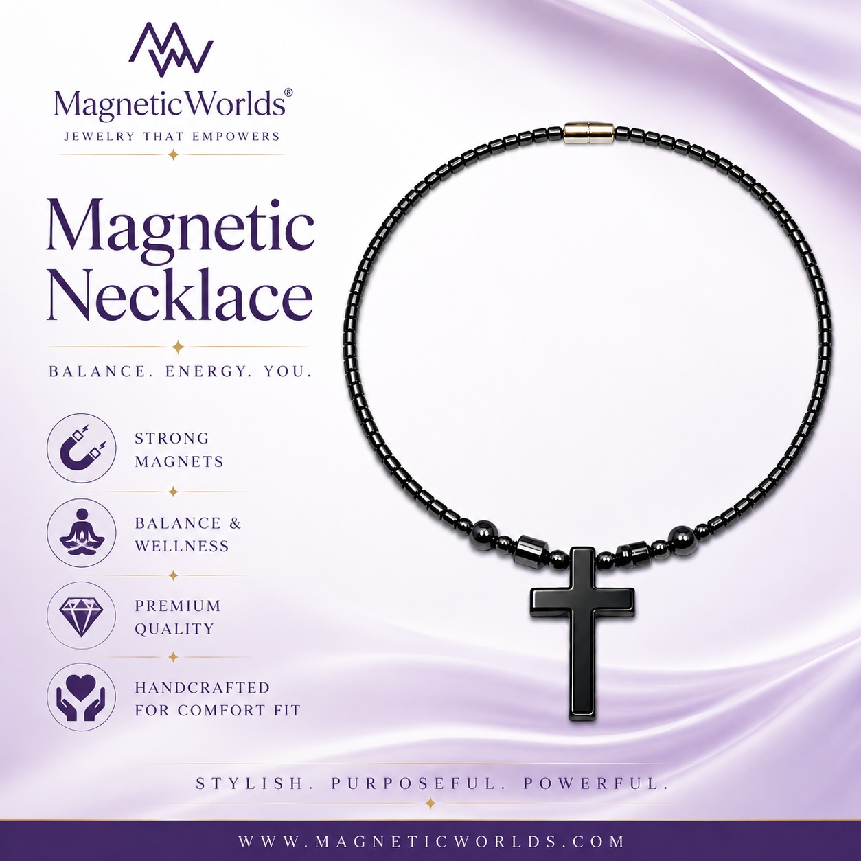 Plain Cross Magnetic Necklace for Men and Women | Unisex Jewelry #430