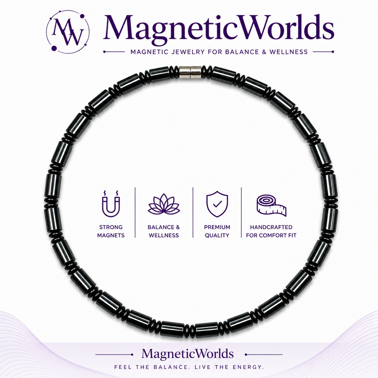 Heavy Tube Hematite Magnetic Necklace for Men and Women #436