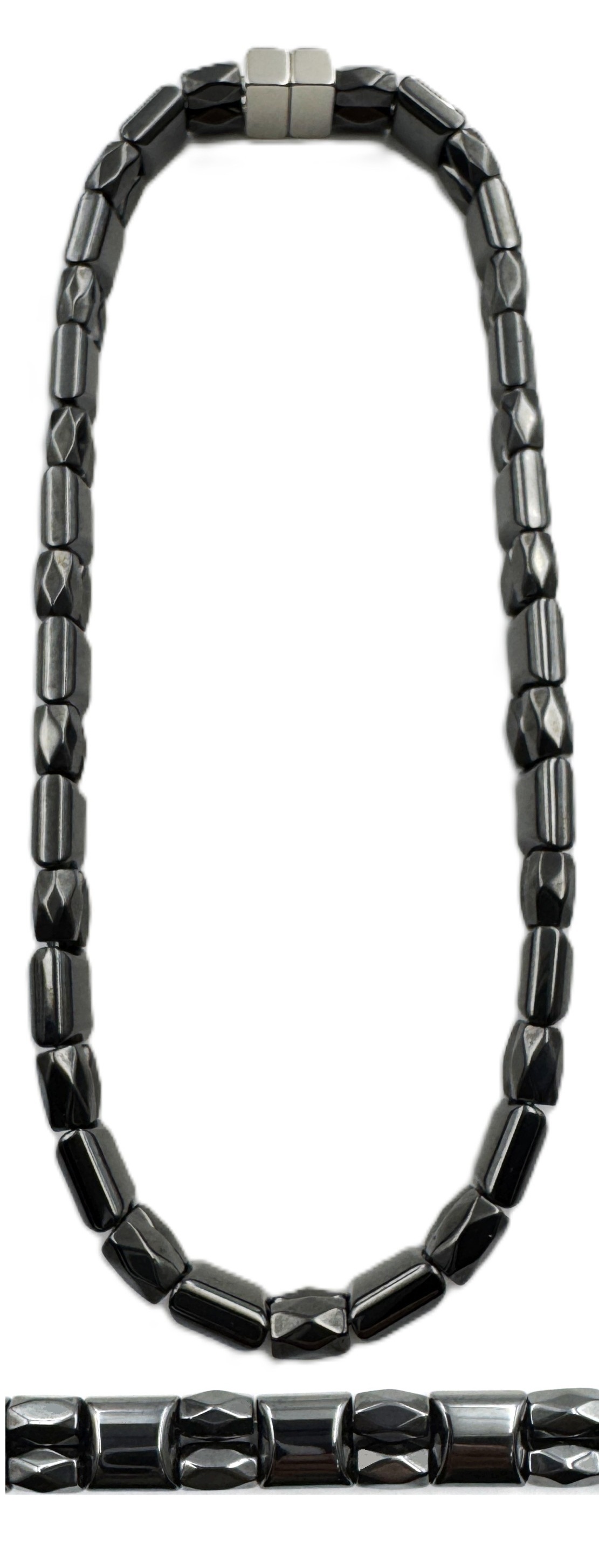 First Double Line Wide Hematite Magnetic Therapy Necklace #MHN211