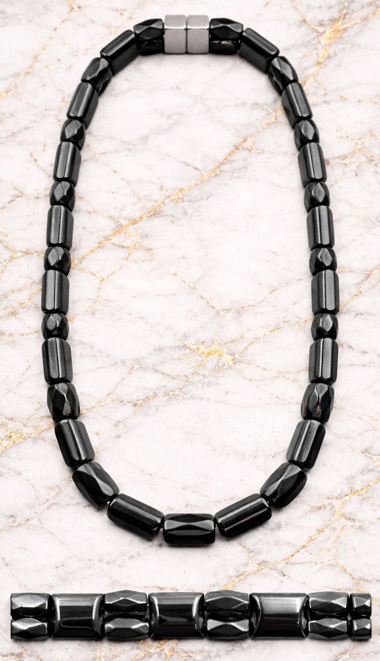 Double‑Line Hematite Necklace – USA Made Beaded Design #MHN211