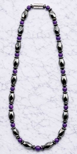 Natural Amethyst Hematite Magnetic Necklace for Men and Women #MHN-403