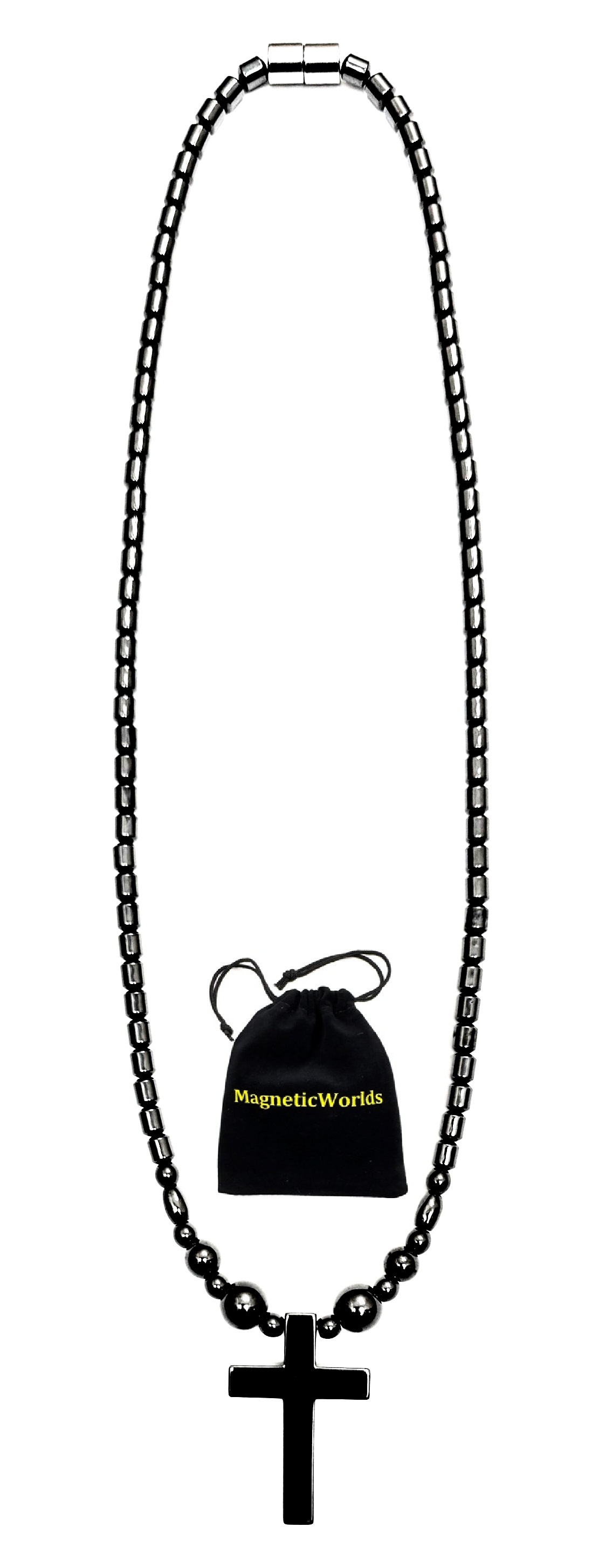 Plain Cross Magnetic Necklace with Big Balls #MHN406