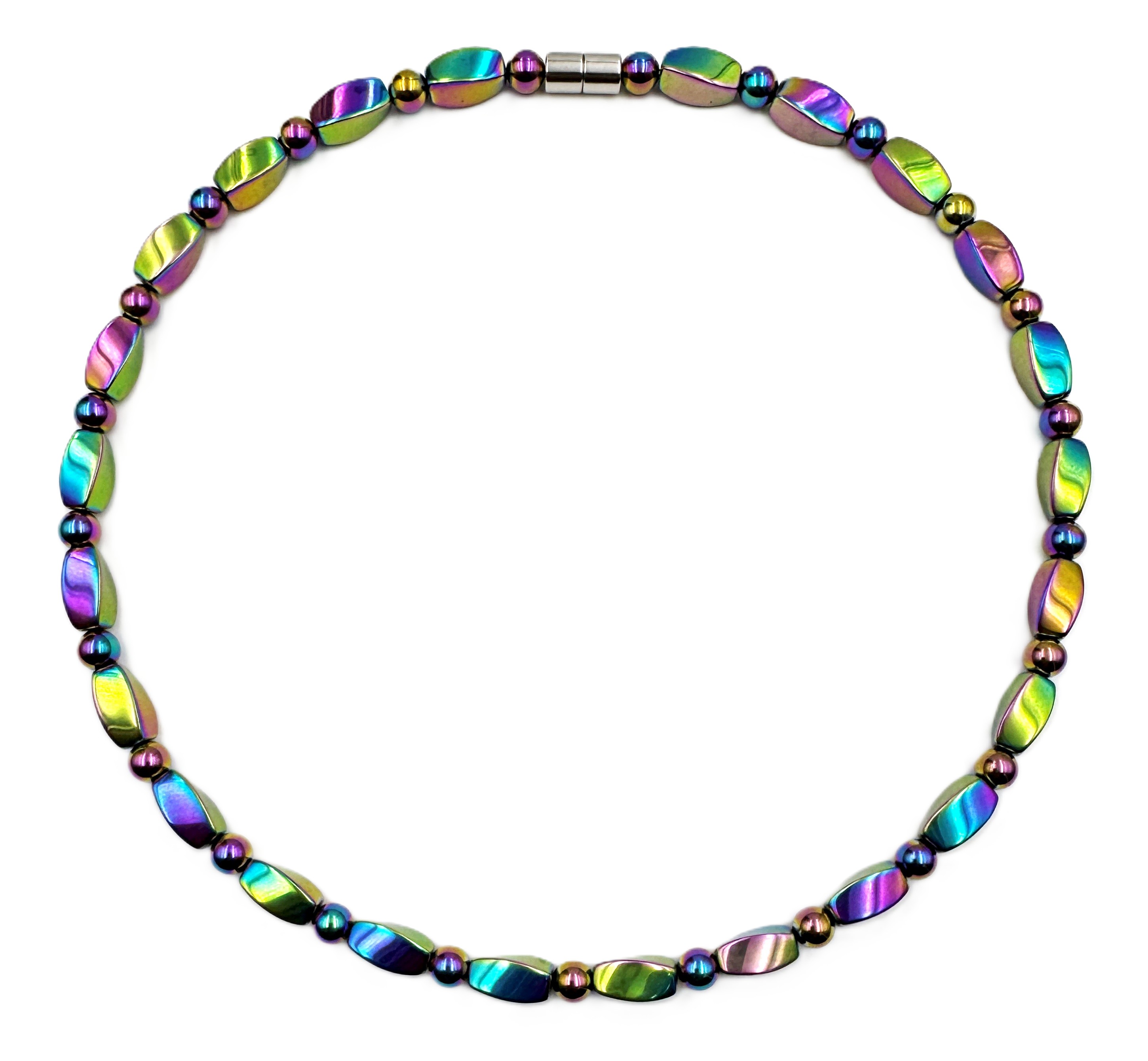 Rainbow Magnetic Necklace with Twisted Beads #MHN-417