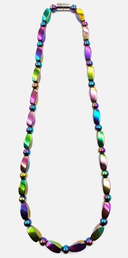 Iridescent Magnetic Necklace with Twisted Beads #MHN-417