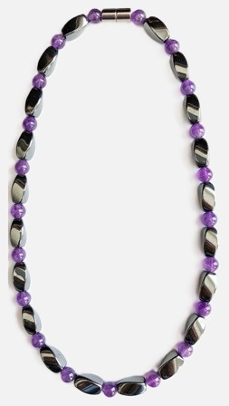Amethyst and Twisted Beads Hematite Magnetic Necklace for Men & Women #MHN437