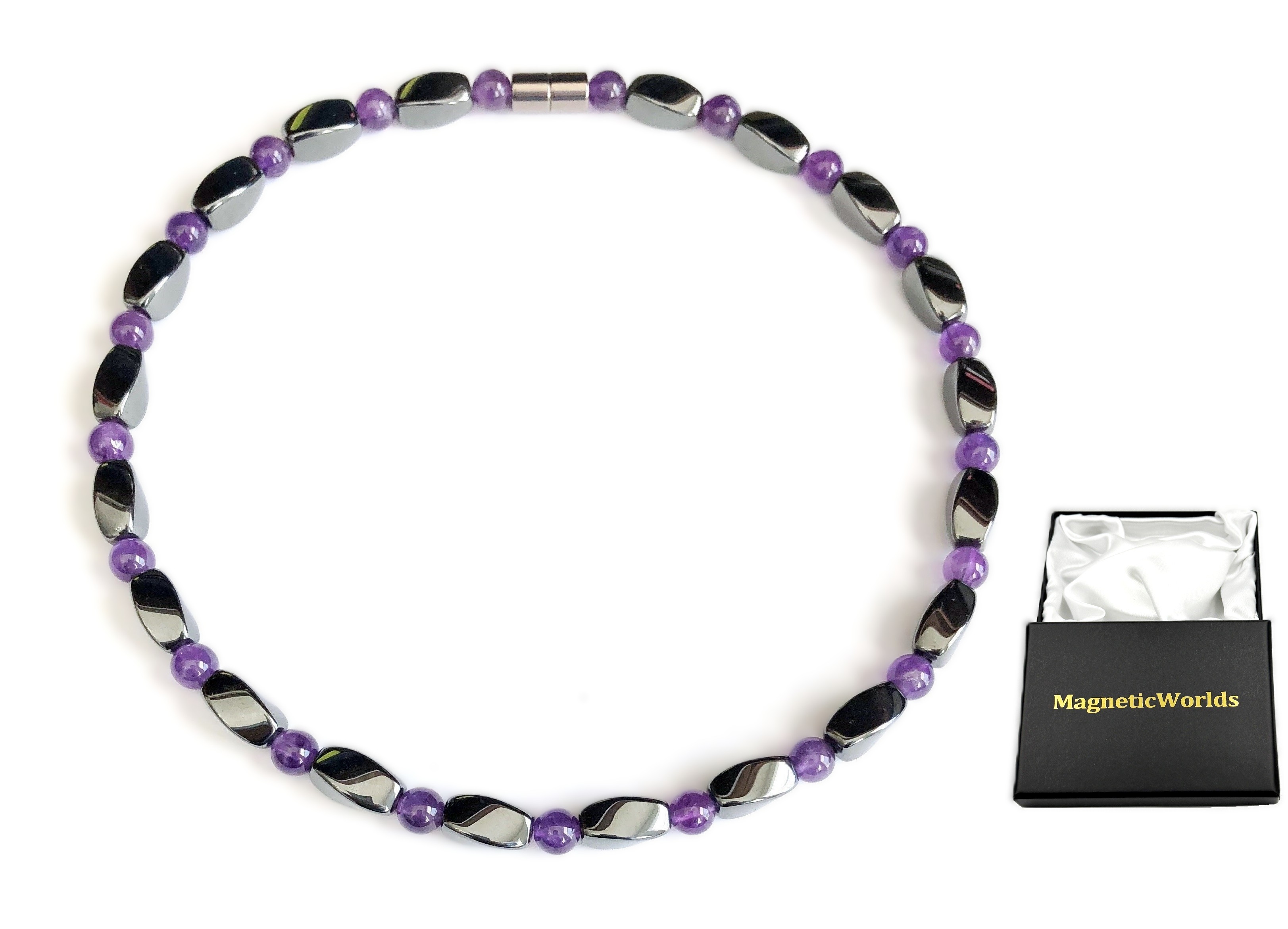 Amethyst Magnetic Necklace for Men and Women #MHN-437