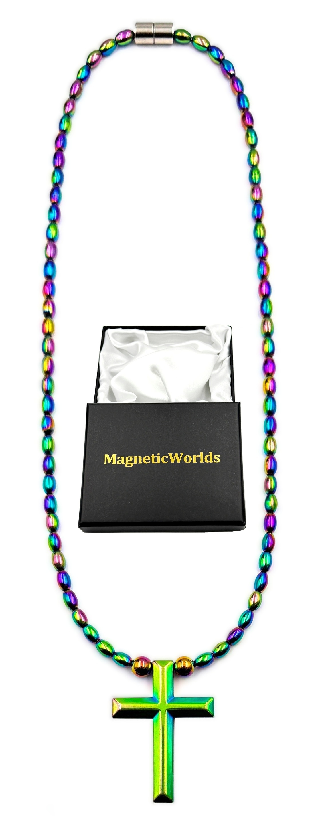 Rainbow Cross Magnetic Necklace Cross Necklaces #MHN-438