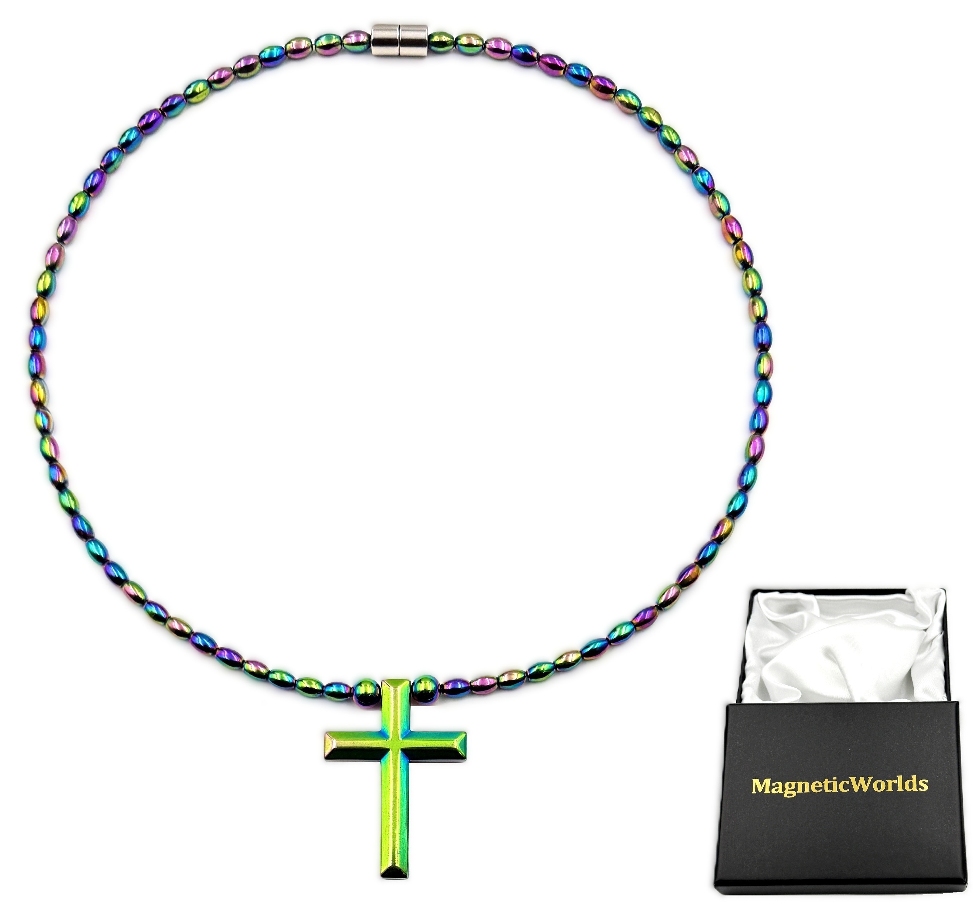 Rainbow Cross Magnetic Necklace Cross Necklaces #MHN-438