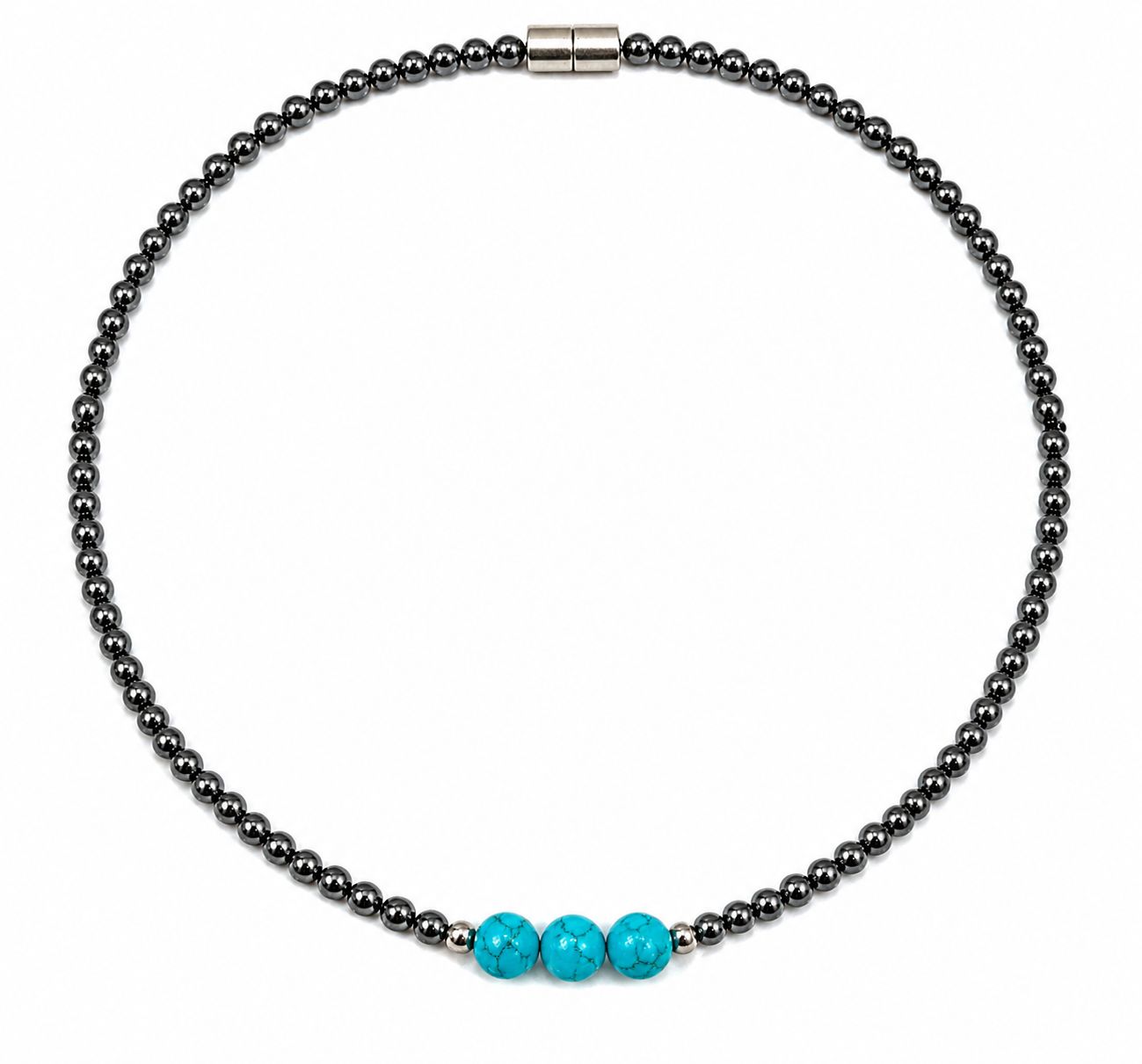 4mm Magnetic Necklace with Turquoise Beads #MHN425