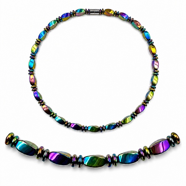 Rainbow Twisted and Rondelle Beads Magnetic Necklace for Women #421