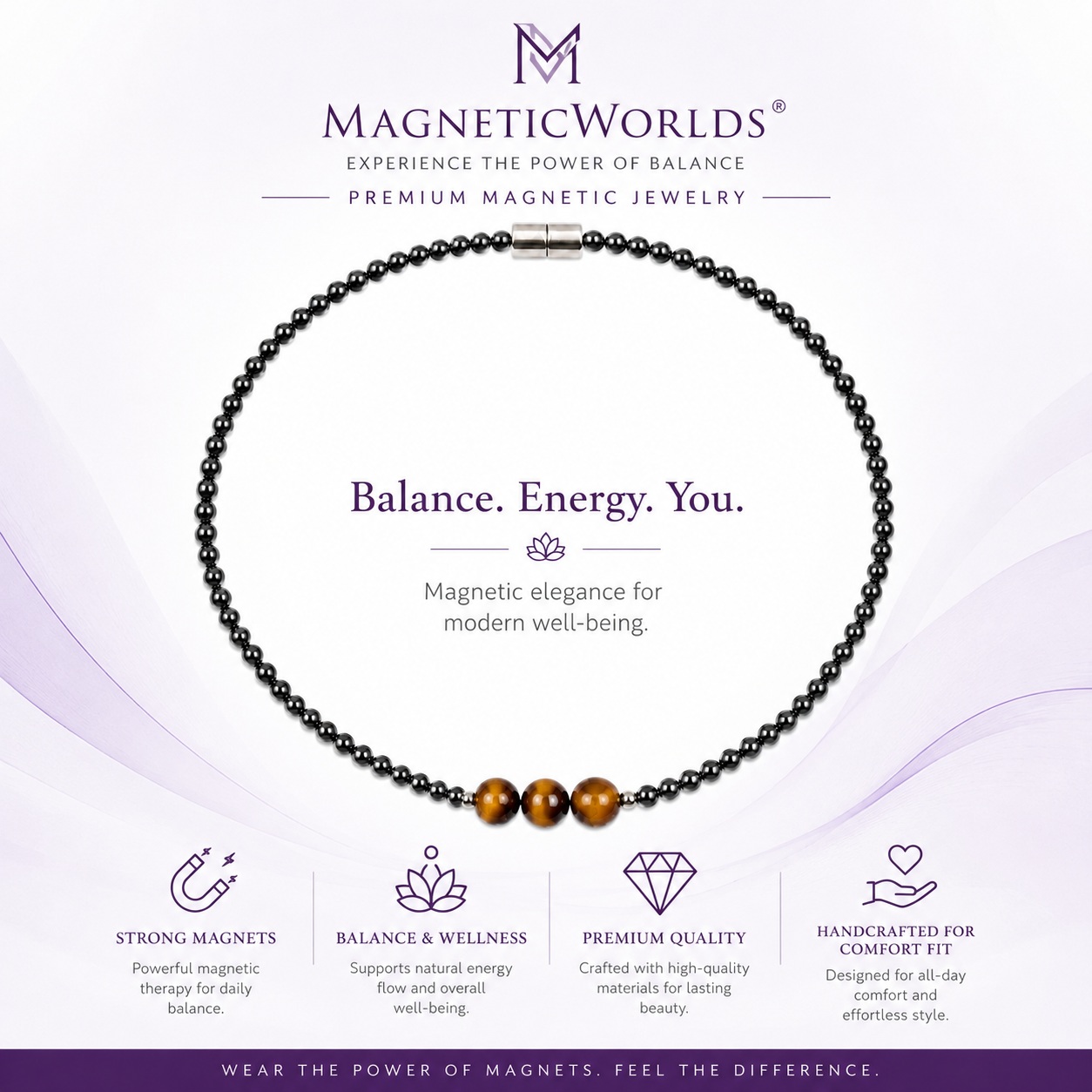 Tiger-eye Magnetic Hematite Necklace | Stone Jewelry#MHN439