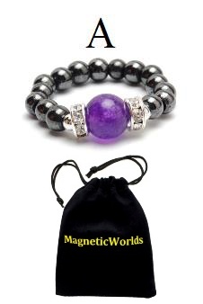 Amethyst Hematite Magnetic Ring with Neodymium Magnetic Beads #MBR-101AM