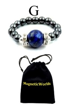 Lapis Lazuli Hematite Magnetic Ring with Neodymium Magnetic Beads #MBR-101LA