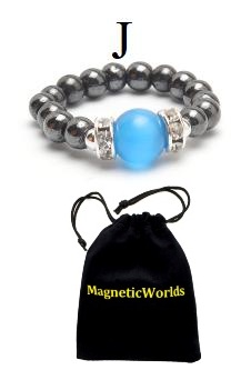 Blue Cats-Eye Hematite Magnetic Ring with Neodymium Magnetic Beads #MBR-101LB