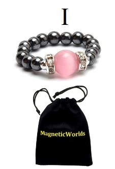 Pink Cats-Eye Hematite Magnetic Ring with Neodymium Magnetic Beads #MBR-101Pi