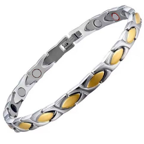 XOX Stylish Gold Edge grade 316 Stainless Steel Magnetic Therapy Bracelet #SMB003